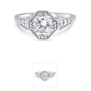Vintage Inspired Engagement Ring 18KW 0.90ct
